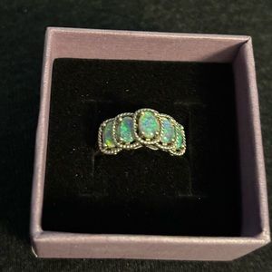 Natural opal waterfall ring